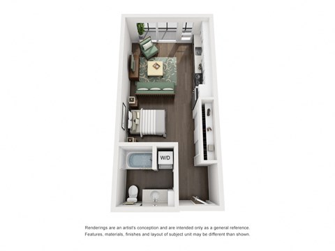 Paceline Apartments A1 Studio Floor Plan